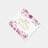 50ste verjaardag bloem waterverfrozen groen servet (Hoek)