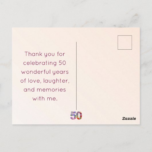 50ste verjaardag Bloemen bedankt 50 jaar feest Briefkaart (Achterkant)