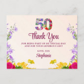 50ste verjaardag Bloemen bedankt 50 jaar feest Briefkaart (Voorkant)