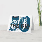 50ste Verjaardag, broer, blauw, witte zwarte, Kaart (Voorkant)