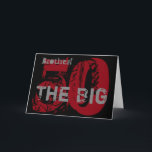 50ste verjaardag, broer, grijs, zwart, rood. kaart<br><div class="desc">Een zwarte achtergrond met rode en grijze tekst,  op deze 50e verjaardag groet voor een broer. Mijn grappige gedachten groeten.</div>