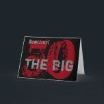 50ste verjaardag, broer, grijs, zwart, rood. kaart<br><div class="desc">Een zwarte achtergrond met rode en grijze tekst,  op deze 50e verjaardag groet voor een broer. Mijn grappige gedachten groeten.</div>