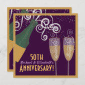 50ste Verjaardag Bruisende Champagne Goud Feest Kaart (Voorkant / Achterkant)
