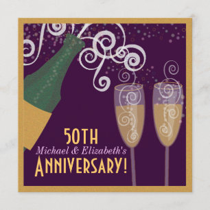 50ste verjaardag Bruisende Champagne Gouden Feest Kaart