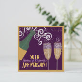 50ste verjaardag Bubbly Champagne Goud Feest Kaart (Staand voorkant)