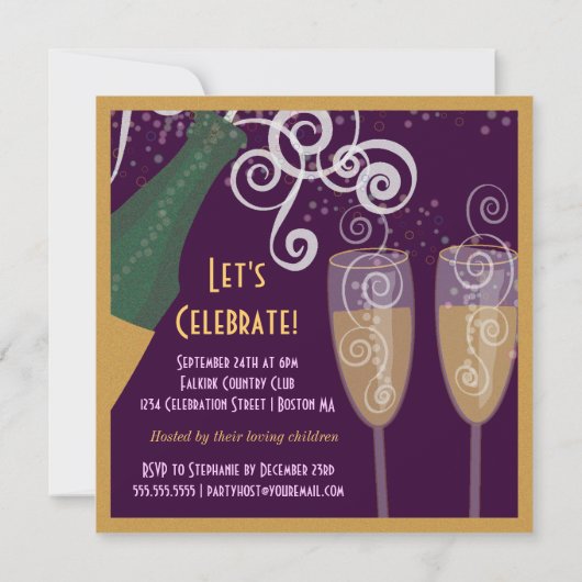 50ste verjaardag Bubbly Champagne Gouden Feest Kaart (Achterkant)