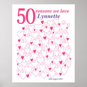 50ste verjaardag cadeau elke kleur gast boek poste poster