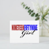 50ste verjaardag cadeaus, 1959 meisje! briefkaart (Staand voorkant)