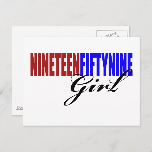 50ste verjaardag cadeaus, 1959 meisje! briefkaart (Voorkant / Achterkant)