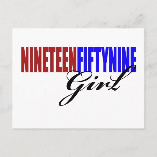 50ste verjaardag cadeaus, 1959 meisje! briefkaart (Voorkant)