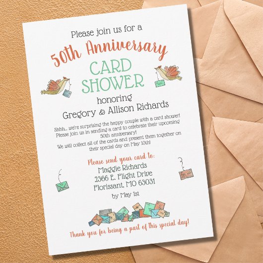 50ste verjaardag Card Shower Vogels Kaart