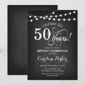 50ste verjaardag - Chalkboard Zwart Wit Kaart (Voorkant / Achterkant)
