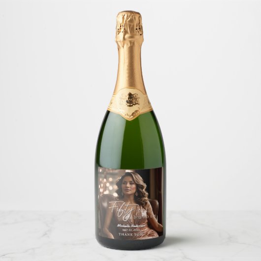 50ste verjaardag Champagne Label Sparkling Wijnetiket (Voorkant)