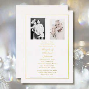 50ste verjaardag Chic Witte Gouden Rand Folie Uitnodiging