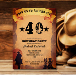 50ste verjaardag cowboy oud papier paard rijden fe kaart