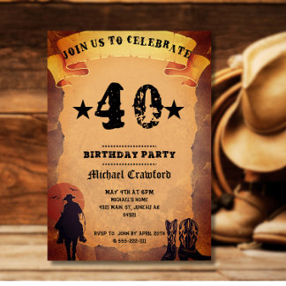 50ste verjaardag cowboy oud papier paard rijden fe kaart