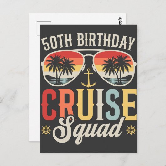 50ste verjaardag Cruise Squad Familie Matching Briefkaart (Voorkant / Achterkant)