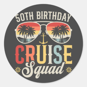 50ste verjaardag Cruise Squad Familie Matching Ronde Sticker