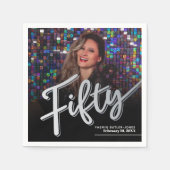 50ste verjaardag custom foto script zilver servet (Voorkant)