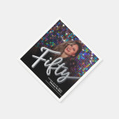 50ste verjaardag custom foto script zilver servet (Hoek)