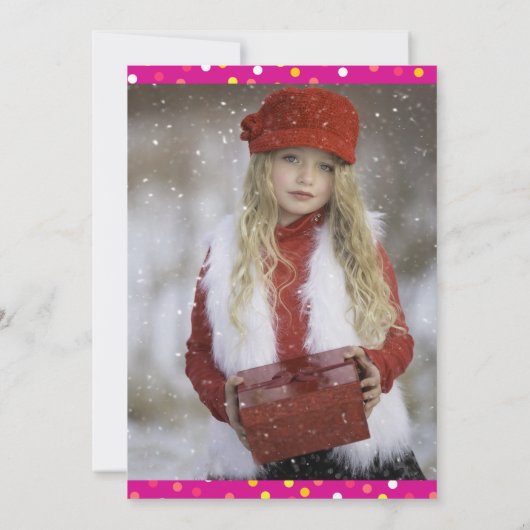 50ste verjaardag custom foto's roze gele confetti kaart (Achterkant)