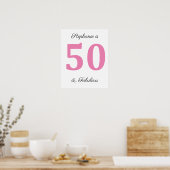 50ste verjaardag Custom Name Pink Fifty en Fabulou Poster (Keuken)