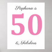 50ste verjaardag Custom Name Pink Fifty en Fabulou Poster (Voorkant)