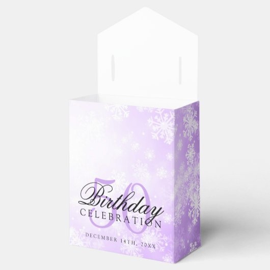 50ste Verjaardag Dank u Paarse Winter Wonderland Bedankdoosjes (Geopend)