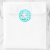 50ste verjaardag Dank u Turquoise Winter Ronde Sticker (Tas)