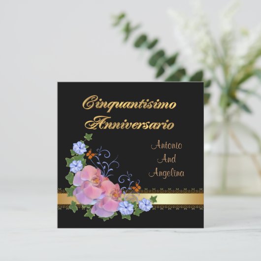 50ste verjaardag diner uitnodiging, Italiaans Kaart (Staand voorkant)