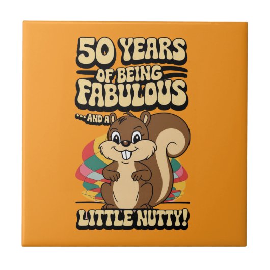 50ste verjaardag eekhoorn drink matten tegeltje (Voorkant)
