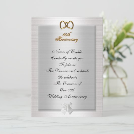 50ste verjaardag Eetuitnodiging elegant Kaart (Staand voorkant)