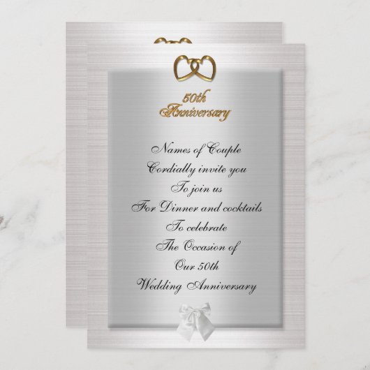 50ste verjaardag Eetuitnodiging elegant Kaart (Voorkant / Achterkant)