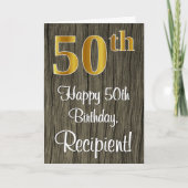 50ste verjaardag: Elegant Faux Gold Look #, Faux W Kaart (Voorkant)