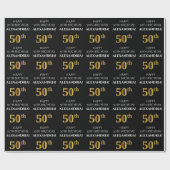 50ste verjaardag: Elegant, zwart, Faux Gold look Cadeaupapier (Vlak)