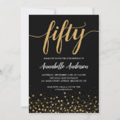 50ste verjaardag Elegant Zwart Goud Confetti Scrip Kaart (Voorkant)