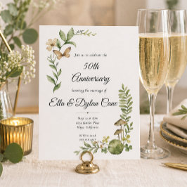 50ste Verjaardag Elegante Botanische Kaart