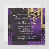 50ste verjaardag Feest Meisjesfeest | Paars & Goud Kaart (Achterkant)