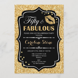 50ste verjaardag - Fifty Fabulous Gold Black Kaart