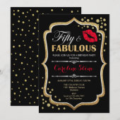 50ste verjaardag - Fifty Fabulous Goud Zwart Rood Kaart (Voorkant / Achterkant)