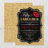 50ste verjaardag - Fifty Fabulous Goud Zwart Rood Kaart (Voorkant / Achterkant)