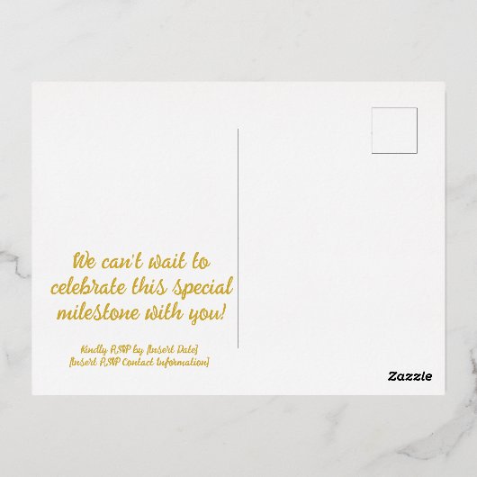 50ste verjaardag Folie uitnodigingskaart Folie Uitnodiging Briefkaart (Achterkant)