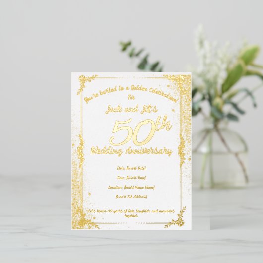 50ste verjaardag Folie uitnodigingskaart Folie Uitnodiging Briefkaart (Staand Voorkant)