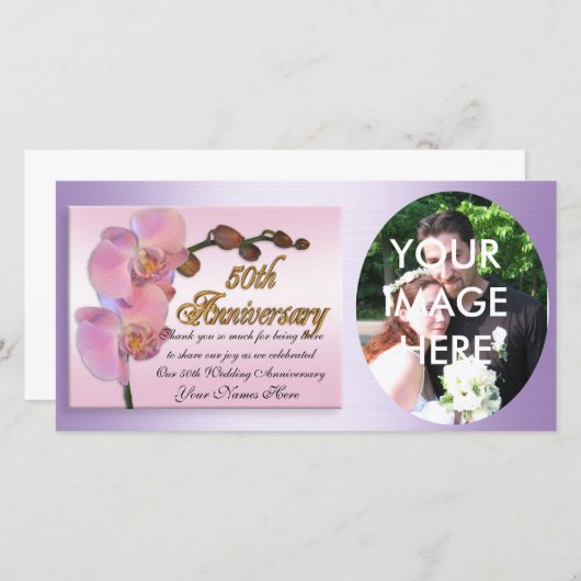 50ste verjaardag foto Bedankt Pink Orchids (Voorkant / Achterkant)