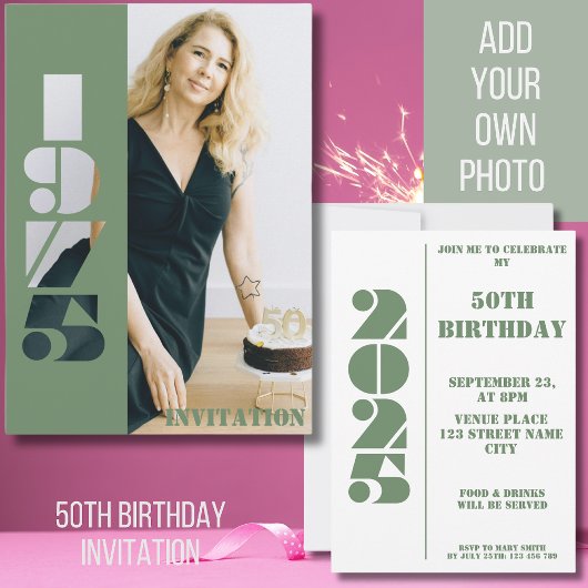 50ste verjaardag foto geboren 1975 Uitnodiging