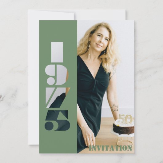 50ste verjaardag foto geboren 1975 Uitnodiging (Voorkant)