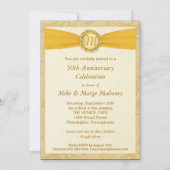 50ste verjaardag Foto uitnodigingen Vintage Damast (Achterkant)