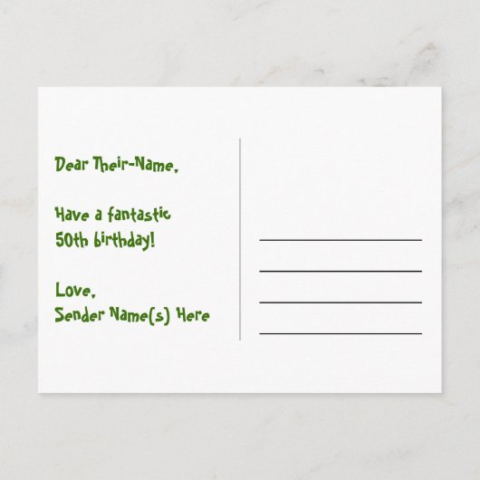 50ste verjaardag: Fun Stars Pattern, Rainbow 50, N Briefkaart (Achterkant)