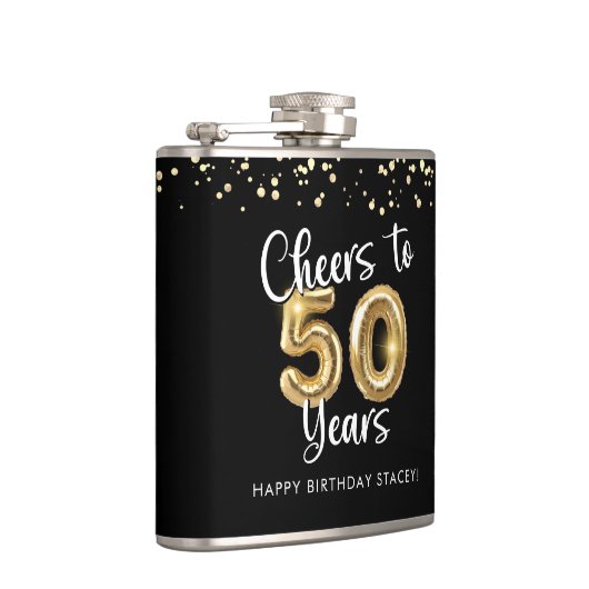 50ste verjaardag gejuich voor 50 jaar zwart goud heupfles (Rechts)