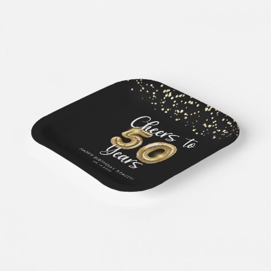 50ste verjaardag gejuich voor 50 jaar zwart goud papieren bordje (Gebogen)